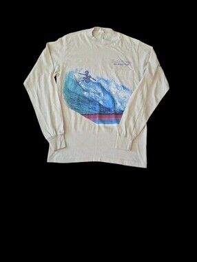 Surf Graphic Long Sleeve Pocket Tee - Cream